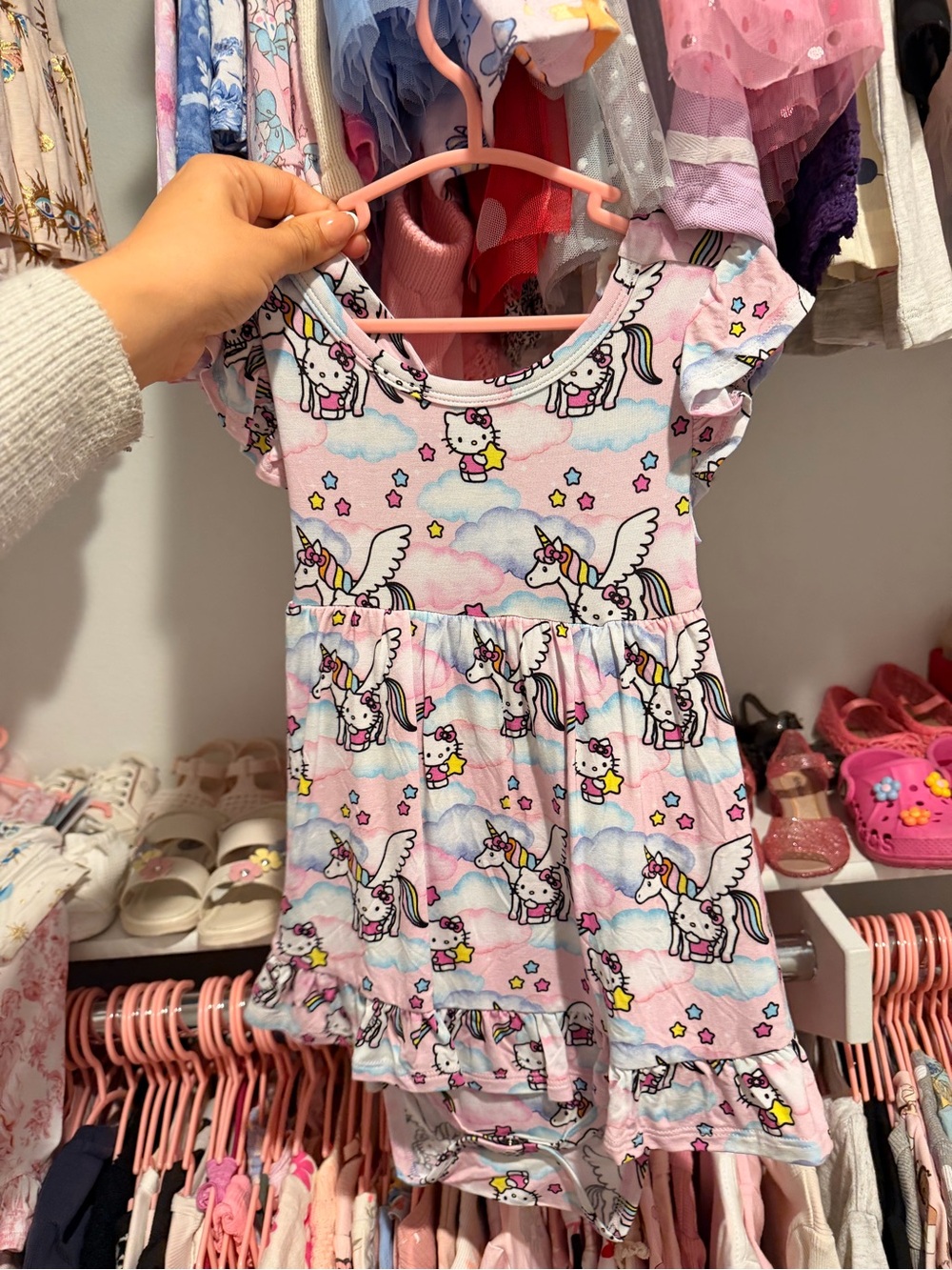 Posh Peanut Pink Unicorn Hello Kitty Print Dress